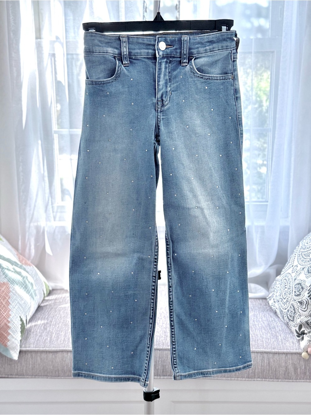Abercrombie Kid’s - Girl’s  Straight-Leg Blue Jeans w/ Subtle Sequins - Size 7/8